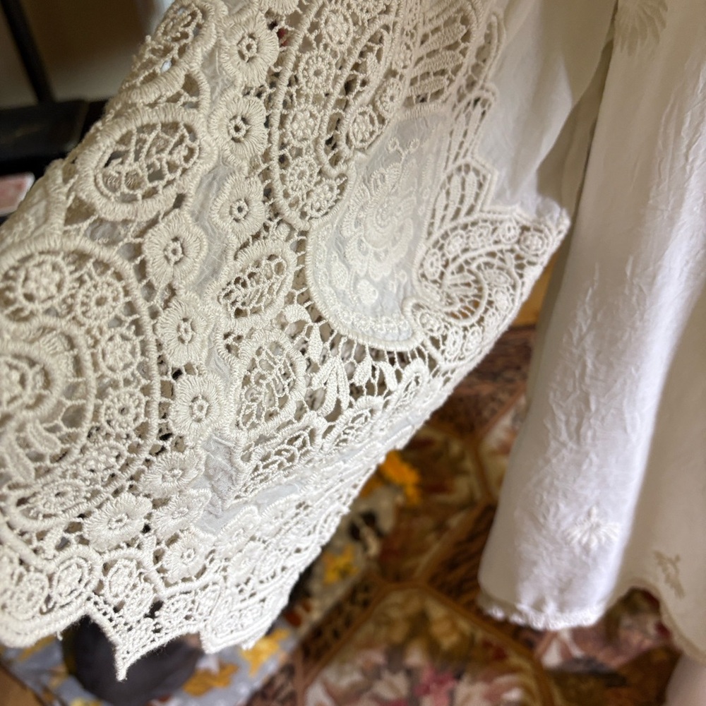 Johnny Was Cream Embroidered Tunic SZ XL - Picture 6 of 7